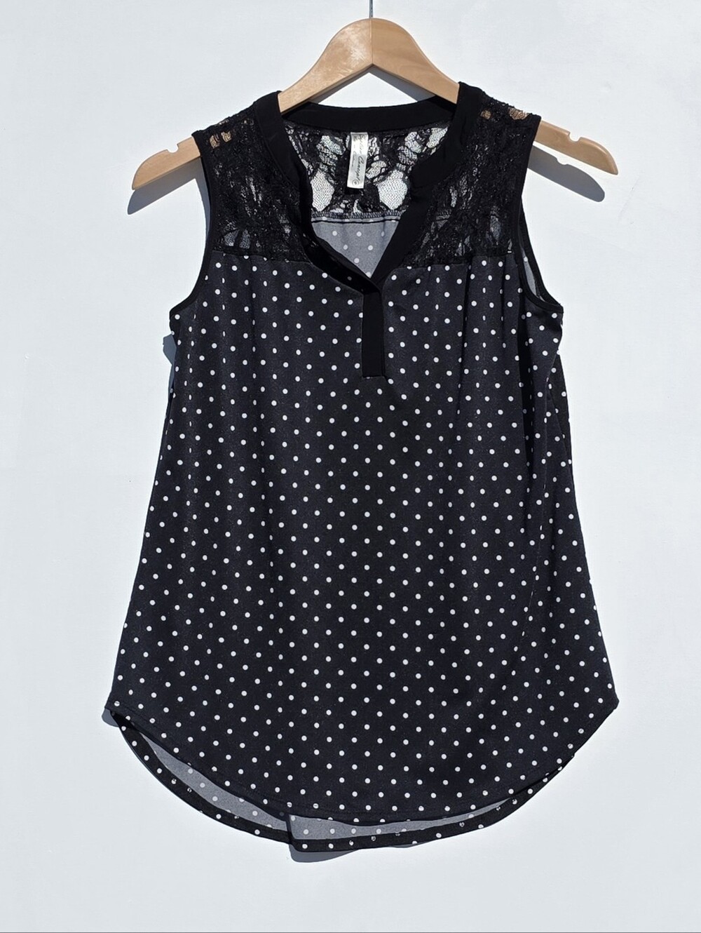 Size Small Black Polka Dot Lace Yoke Camisole